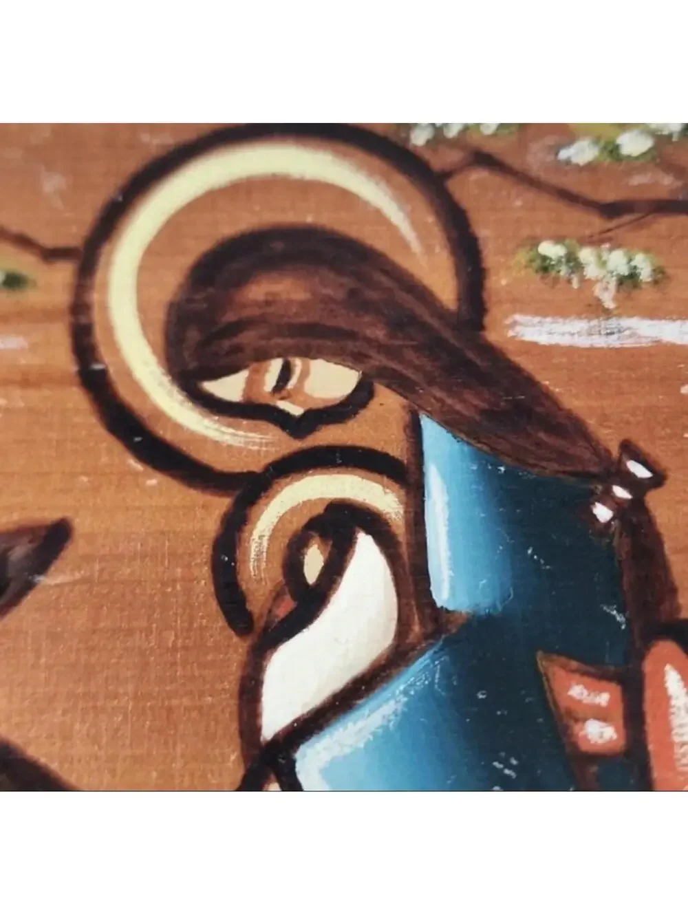 Hand-Painted Wooden Religious Plaque with Nativity Scene